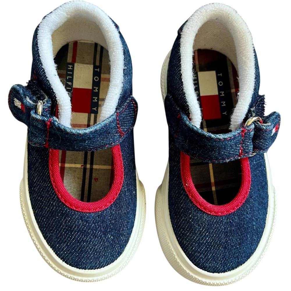 Tommy Hilfiger Blue and Red Dress Shoes with Classic Velcro Strap